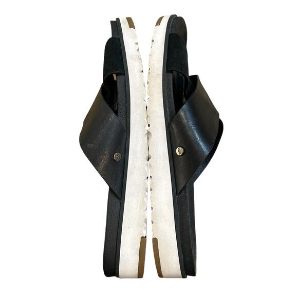 UGG Kari Sandals Womens Size 8 Black Leather Suede Leisure Summer‎ Vacation - Picture 6 of 11